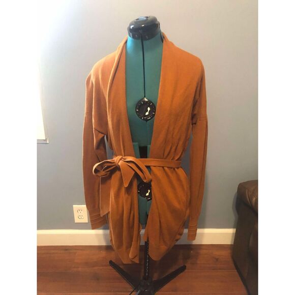 Lululemon Cotton-Cashmere Knit Wrap Butternut Brown Cardigan, size 8 - Picture 2 of 6